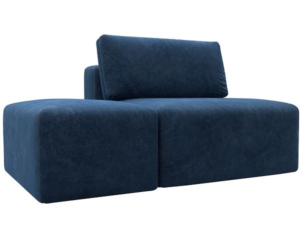 Модули диван и пуф Лига-060 НПБ Велюр синий - Вид 2