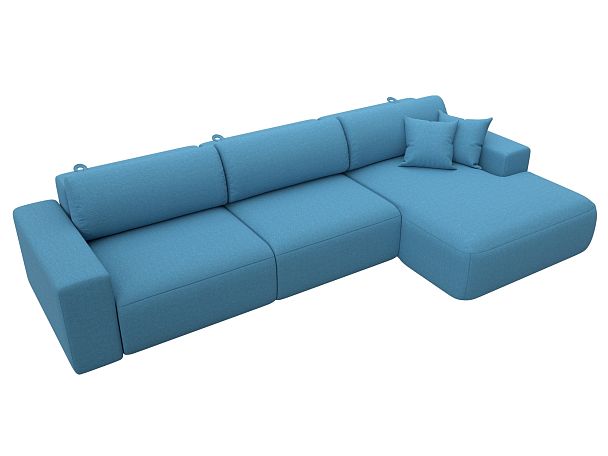 Диван угловой Лига-036 НПБ Классик Лонг правый угол Рогожка голубой - Вид 5