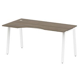 Metal System Стол криволинейный левый на А-образном м/к БА.СА-1 (L) Вяз/Белый металл 1600*900*750 - Фото предпросмотра