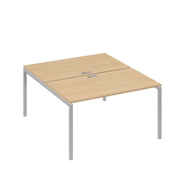 Рабочая станция 2х140 с металлокаркасом DUE A4 А4 Б2 177 БП натуральный дуб / металлокаркас серый - Вид 1