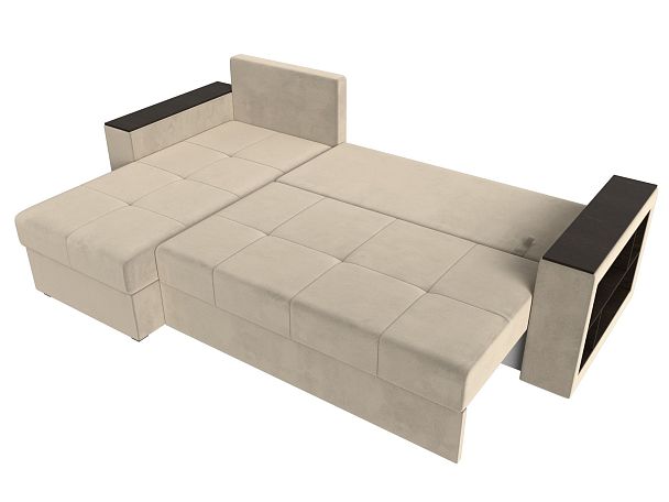 Диван угловой Дубай Лайт угол левый (полностью микровельвет бежевый) - Вид 9