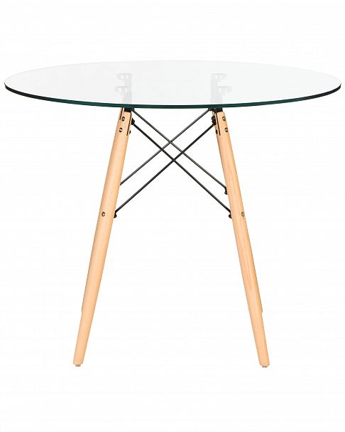 Стол обеденный DOBRIN CHELSEA`90 GLASS (ножки светлый бук, столешница стекло) - Вид 2