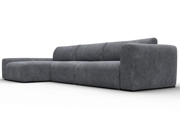 Диван угловой Лига-066 НПБ Лонг угол левый Велюр серый - Вид 3