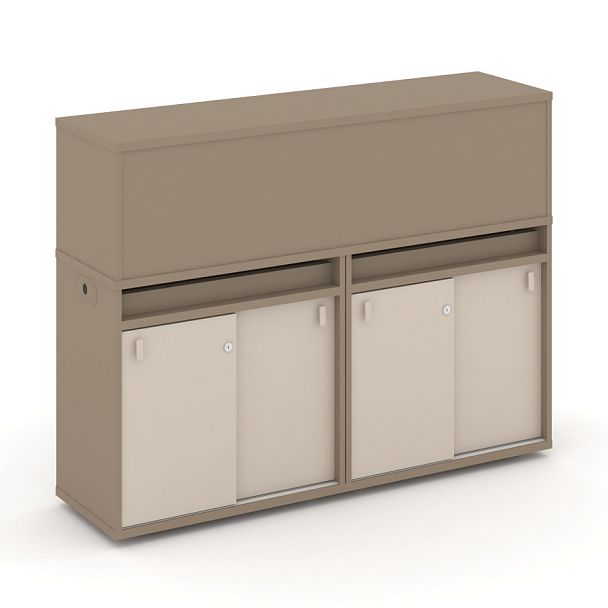 Estetica Набор №5. Тумба двойная+низкая надставка ES.NB.2N-5 Латте/Капучино 1500*410*1135 - Вид 1