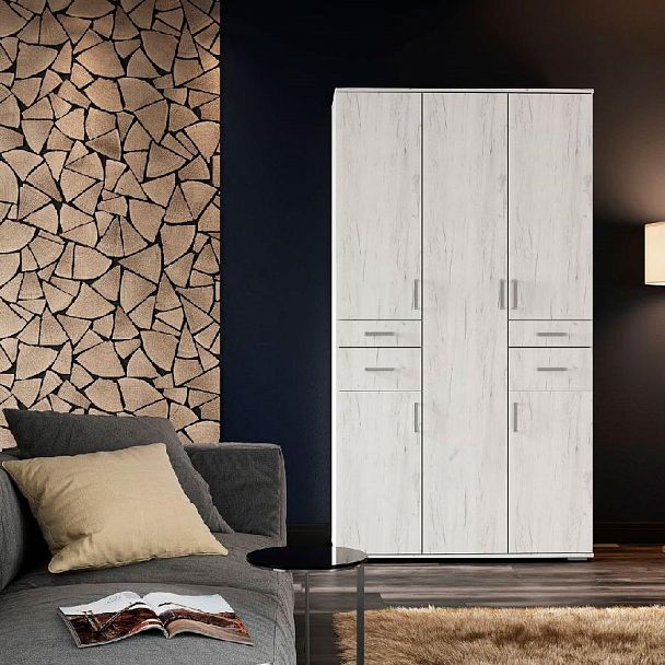 НЕЛЬСОН ШК 02 (СОЛО-2) Шкаф (1.200х2,200х0,500) дуб крафт белый/дуб крафт белый - Вид 3