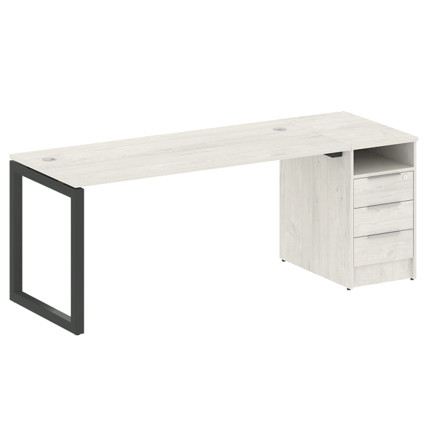 Metal System Quattro Р. ст. с тумбой на О-образном м/к 50БО.РС-СТП-1.4 Дуб наварра/Антрацит металл 2012*720*750 - Вид 1