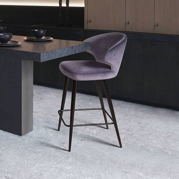 Стул полубарный Richard, бархат светло-серый 26 - Вид 7