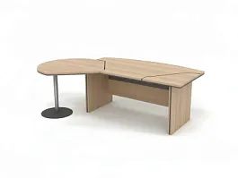 БЕРЛИН / BERLIN Стол руководителя с брифингом левый 2350х1500х760 Акация/Серый - Фото предпросмотра