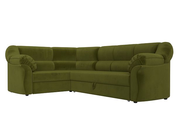 Диван угловой Карнелла левый (полностью микровельвет зеленый) - Вид 3