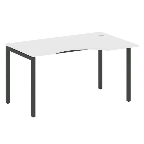 Metal System Quattro Стол криволинейный правый на П-образном м/к 40БП.СА-2 (R) Белый/Антрацит металл 1400*900*750 - Вид 1