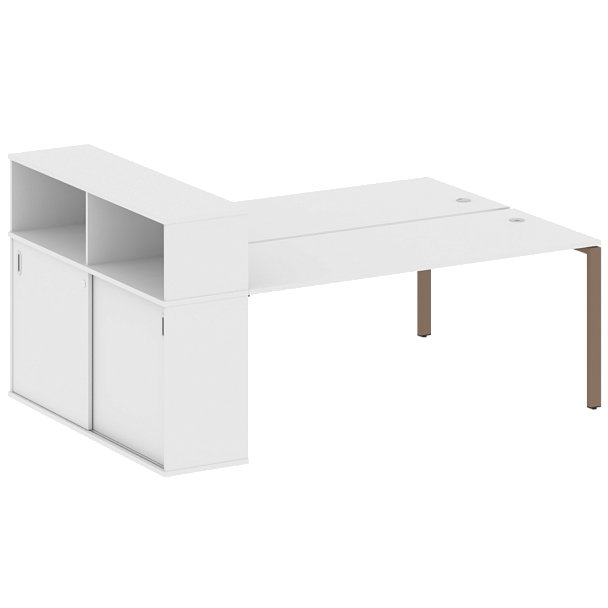 Metal System Р. ст. с шкафом-купе на П-образном м/к БП.РС-СШК-2.5 Т Белый/Мокко металл 2210*1475*1098 - Вид 1