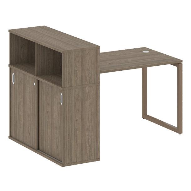 Metal System Quattro Стол письменный с шкафом-купе на О-образном м/к 40БО.РС-СШК-3.2 Т Вяз/Мокко металл 1610*1120*1098 - Вид 1