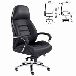 Кресло офисное "EPIK" A-181-G, мультиблок, натуральная кожа, черное - Фото предпросмотра