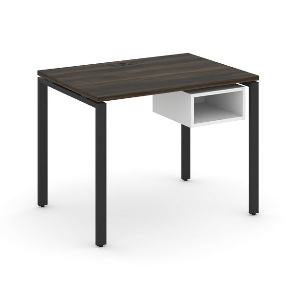 Concept Стол рабочий с подвесной тумбой с 1 открытой нишей CN.SP-101 Дуб Мали/Белый Бриллиант/Металл Черный 980*720*750 - Вид 1