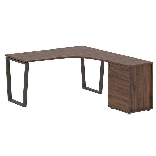 Стол эргономичный с тумбой EVCET 1518(R) Дуб Денвер тёмный/Мокко 1560х1880х750 EDIS - Вид 1