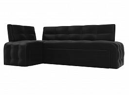 Кухонный угловой диван Люксор левый (полностью экокожа черная) - Фото предпросмотра