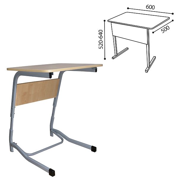 Парта Олимп, 1-местная, регулируемая, серый каркас, ЛДСП клён, гр.2-4 - Вид 3