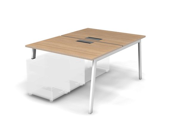 MATRIX 121В300-A Стол прямой, опора на тумбу, пров. Merida (А-опоры) 1180х1590х775 Швейц-й вяз/Белый - Вид 1
