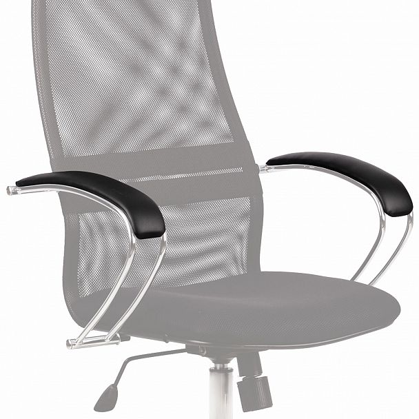 Накладки мягкие на подлокотники кресел Метта серии BK, BP, SU-B, К, КОМПЛЕКТ 2 шт., экокожа, черные - Вид 2