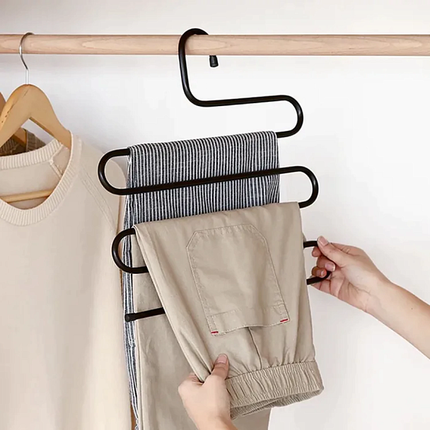 Вешалка для брюк и одежды "ЗМЕЙКА", 5 секций, размер 34х36 см, белая, BRABIX, 608465 - Вид 5