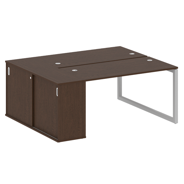 Metal System Quattro Р. ст. с шкафом-купе на О-образном м/к 50БО.РС-СШК-1.3 Т Венге/Серый металл 1810*1475*750 - Вид 1