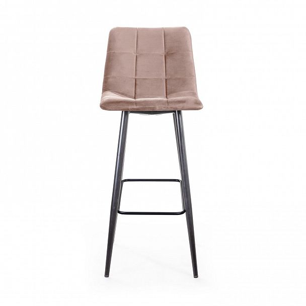 Стул барный UNO, бархат бежевый 5/ чёрный конус - Вид 3