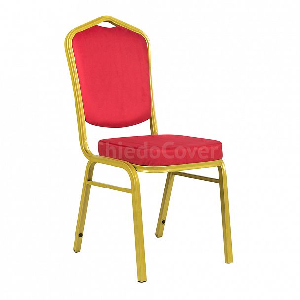 Стул Хит 25мм - золото, велюр красный, стопируемый - Вид 1