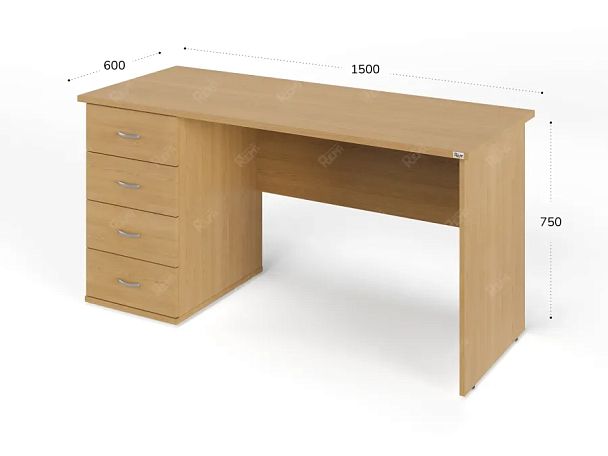 ЛАЙТ / LIGHT RLG007-15x6L Однотумбовый стол 150x60x75 Бук - Вид 3