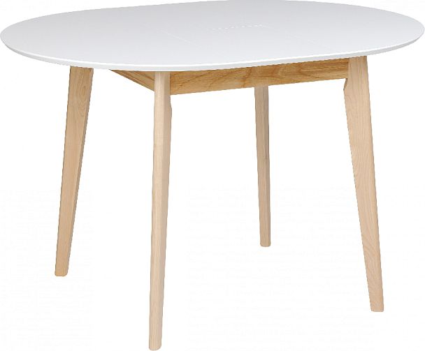 Обеденная группа стол раздвижной Норден D90 Белый/Натуральный и 2 стула Мэти Натуральный/Серый велюр - Вид 7