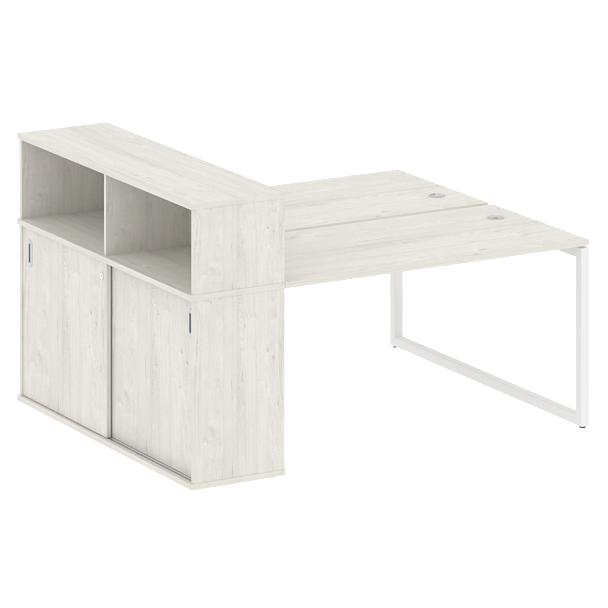 Metal System Quattro Р. ст. с шкафом-купе на О-образном м/к 40БО.РС-СШК-2.3 Т Дуб наварра/Белый металл 1810*1475*1098 - Вид 1