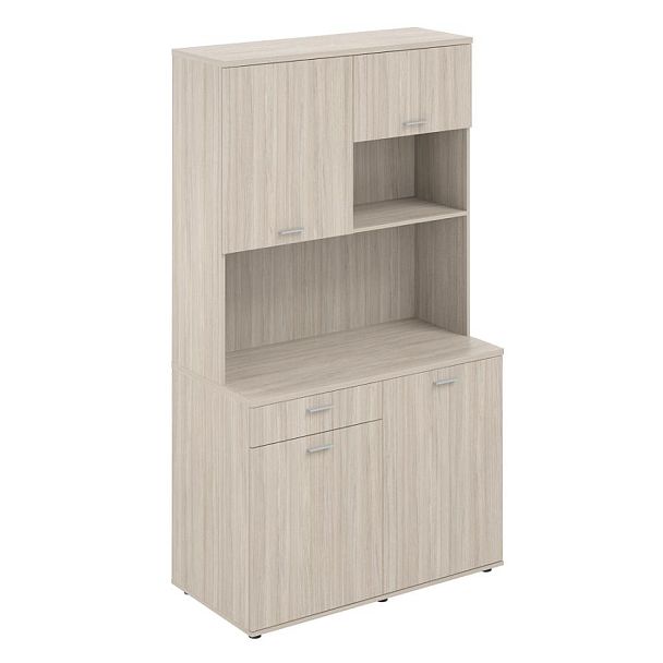 Офисная мини-кухня с ящиком, 1200х600х2135 / корпус: дуб светлый, фасады: дуб светлый Сигма / Sigma - Вид 1