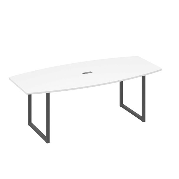 Переговорный стол 220 на каркасе QUATTRO A4 А4 Б4 114 БП белый премиум / металлокаркас антрацит - Вид 1