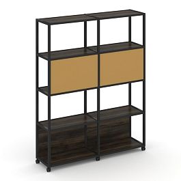 Shelf Mobile Стеллаж 5 уровней 2 секции VR.LT-STK-513.08 Дуб Мали/Металл Черный/W-31 1570*400*2000 - Фото предпросмотра