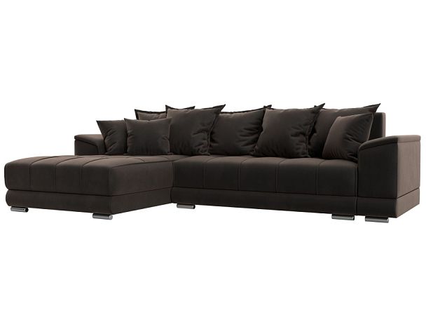 Угловой диван НордСтар левый угол Велюр коричневый - Вид 1