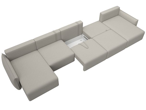 Диван п-образный Лига-051 НПБ МегаЛонг Рогожка бежевый - Вид 8