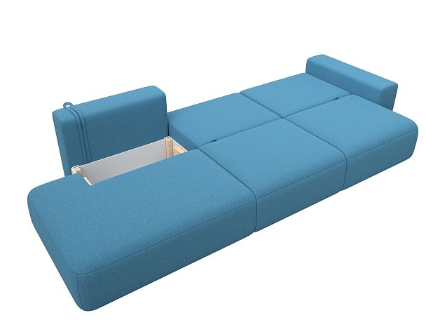 Диван прямой Лига-036 НПБ Модерн Лонг подлокотник справа Рогожка голубой - Вид 9