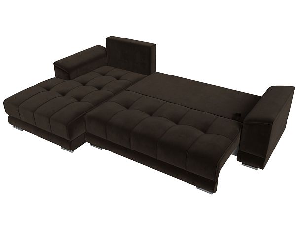 Угловой диван НордСтар левый угол Микровельвет коричневый - Вид 8