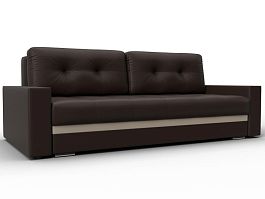 Диван прямой с декором Лига-096 НПБ Экокожа бежевый - Фото предпросмотра