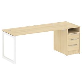 Metal System Quattro Р. ст. с тумбой на О-образном м/к 50БО.РС-СТП-1.4 Акация/Белый металл 2012*720*750 - Фото предпросмотра