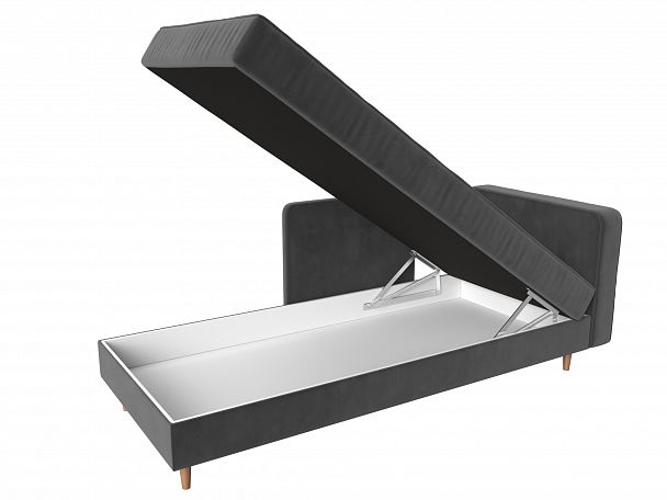 Кушетка Прайм правый (полностью велюр серый) - Вид 6