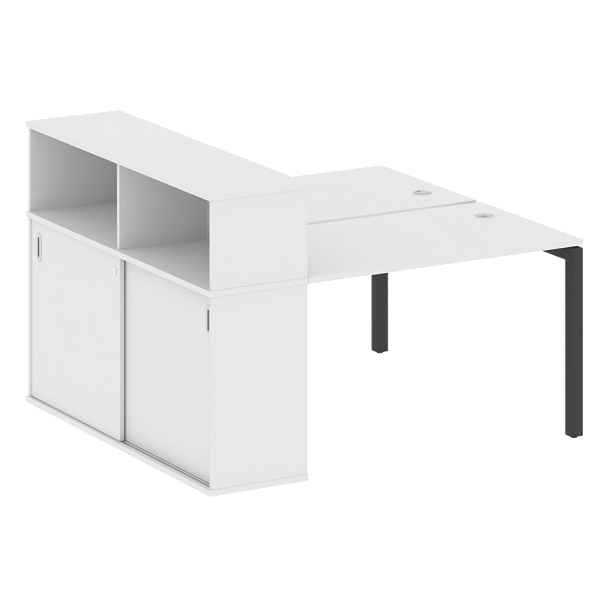 Metal System Quattro Р. ст. с шкафом-купе на П-образном м/к 50БП.РС-СШК-2.2 Т Белый/Антрацит металл 1610*1475*1098 - Вид 1