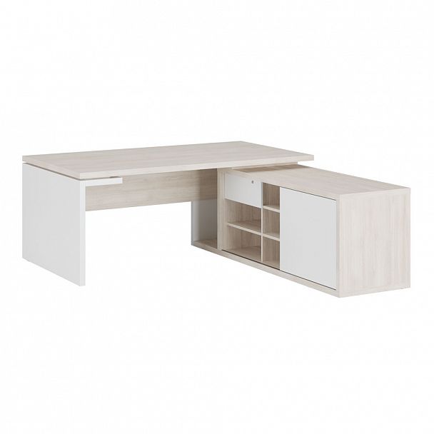 Стол письменный на опорной креденции, правый Zion 180x208x74 светлый дуб - Вид 1