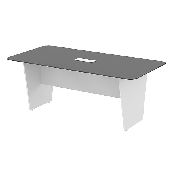 Стол переговорный "Столы руководителя"  ПК-МИН-СТГ200Х100/Д/18/1-В1-985 вольфрам серый+белый - Вид 1