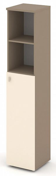 Шкаф высокий узкий (1 средний фасад ЛДСП) "ESTETICA" ES.SU-1.6  Сатин - Вид 2