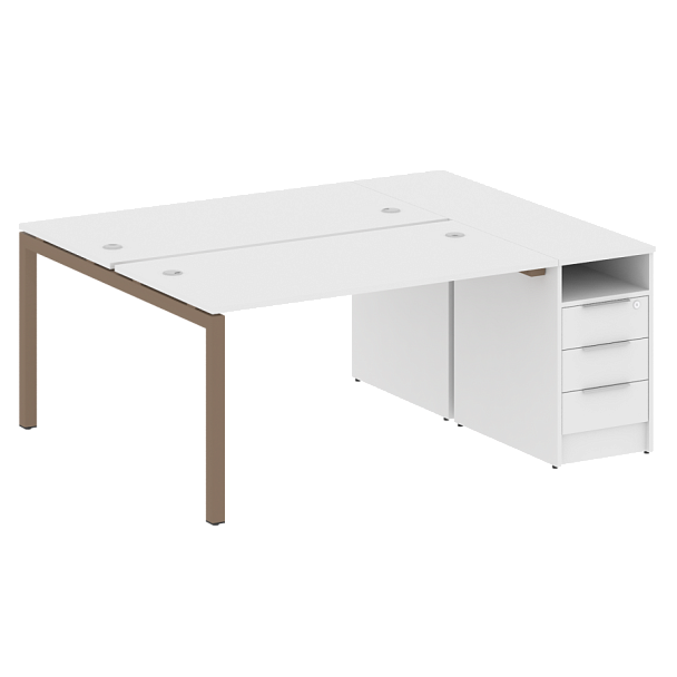 Metal System Quattro Р. ст. с тумбой на П-образном м/к 50БП.РС-СТП-2.3 Белый/Мокко металл 1812*1475*750 - Вид 1