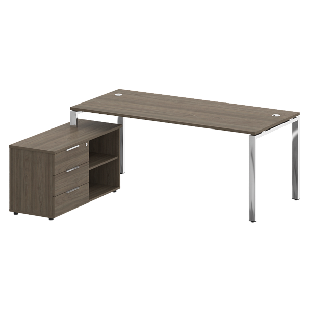 Metal System Direct Стол руковододителя с тумбой левый БГ.СРТ-5.8 (L) Вяз/Нерж. сталь 1900*1620*750 - Вид 1