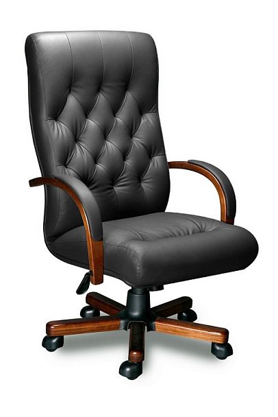 Кресло Руководителя OXFORD А LAGUNA ,ТГЛ экокожа черный / тонировка орех тай "Кресла для руководителей"  ТК-002985001155 черный - Вид 1