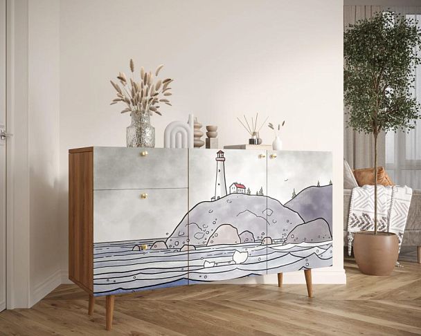 Комод Berber с двумя дверками и ящиками арт BB17/Print_51 - Вид 3