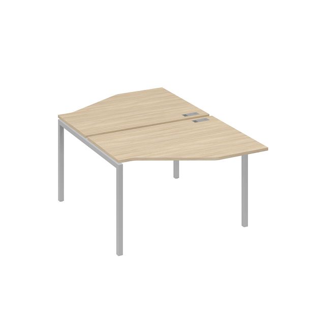 Рабочая станция каркас DUE (2х120) с эргономичными столами Техно A4 А4 Б2 186 БП дуб скандинавский / металлокаркас серый - Вид 1