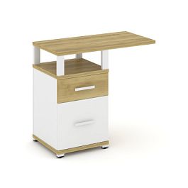 Concept Тумба приставная узкая 1 ящ.+1 распаш. фасад с надставкой широкой CN.TUS-004 W Дуб Винченцо/Белый Бриллиант/Металл Белый 836*420*750 - Фото предпросмотра